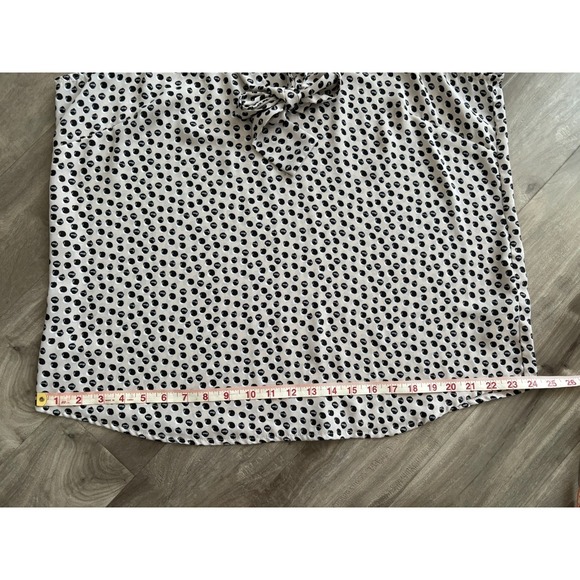Adrianna Papell Womens Beige Black Polka Dot Sleeveless V-Neck Blouse Top XL - Picture 12 of 13